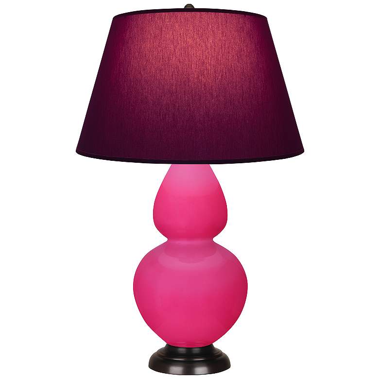 Image 1 Double Gourd 31"H Razzle Rose And Bronze Lamp w/ Plum And Lavender Shade