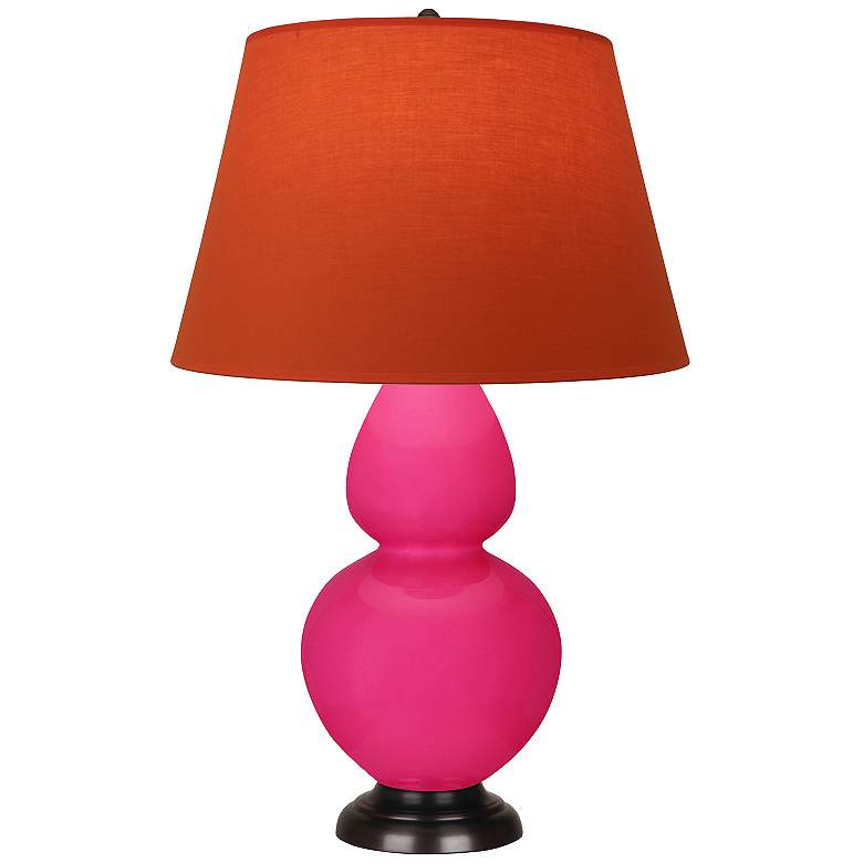Image 1 Double Gourd 31"H Razzle Rose And Bronze Lamp w/ Tangerine And Taupe Shade