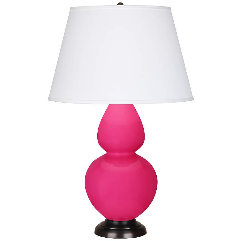 Image 1 Double Gourd 31"H Razzle Rose And Bronze Table Lamp w/ Pearl Shade