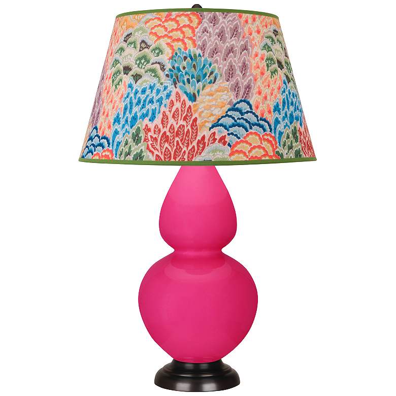 Image 1 Double Gourd 31"H Razzle Rose And Bronze Table Lamp w/ Spring Shade