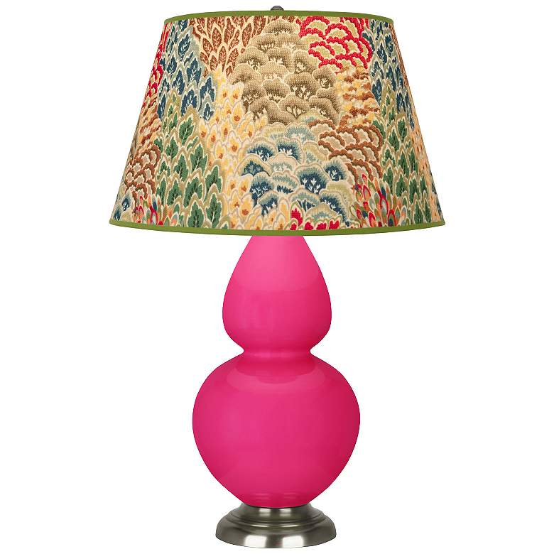 Image 1 Double Gourd 31"H Razzle Rose And Silver Lamp w/ Fall Floral Shade