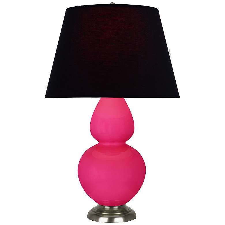Image 1 Double Gourd 31"H Razzle Rose And Silver Lamp w/ Ink And Rose Shade