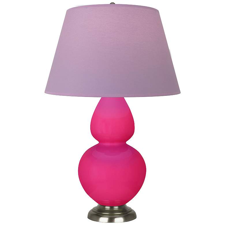 Image 1 Double Gourd 31"H Razzle Rose And Silver Lamp w/ Lavender And Plum Shade