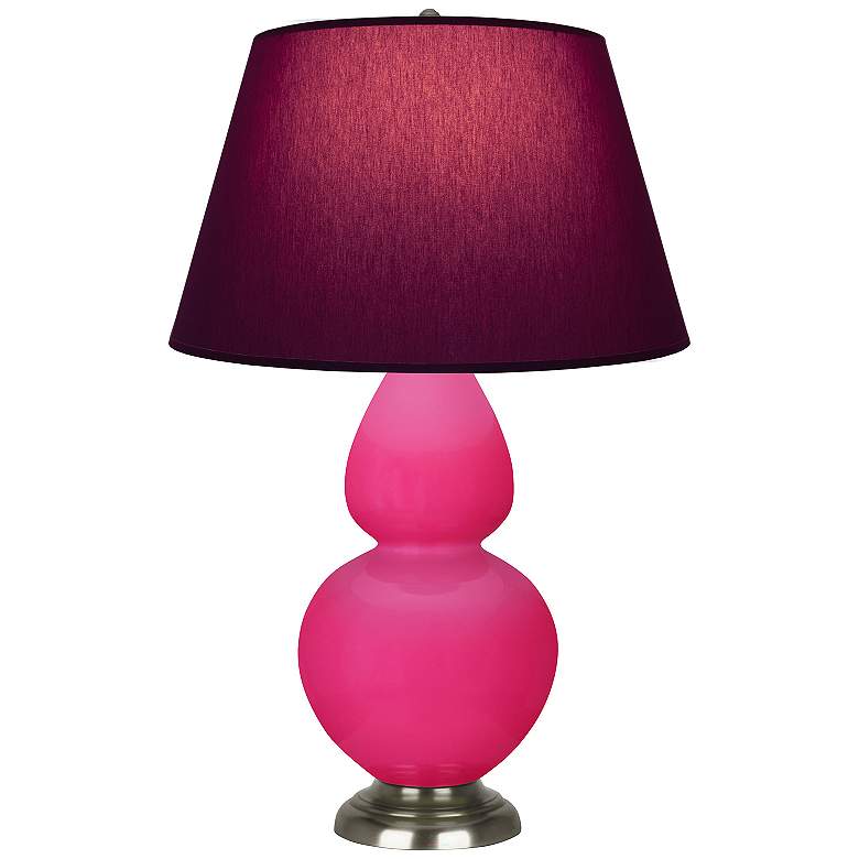 Image 1 Double Gourd 31"H Razzle Rose And Silver Lamp w/ Plum And Lavender Shade