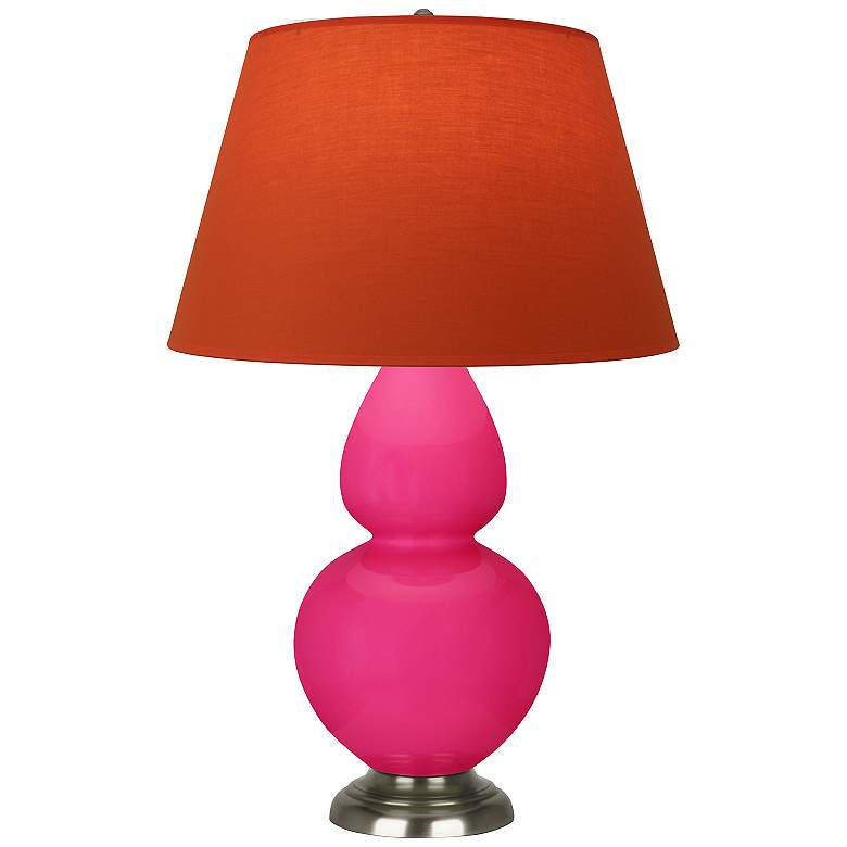 Image 1 Double Gourd 31"H Razzle Rose And Silver Lamp w/ Tangerine And Taupe Shade