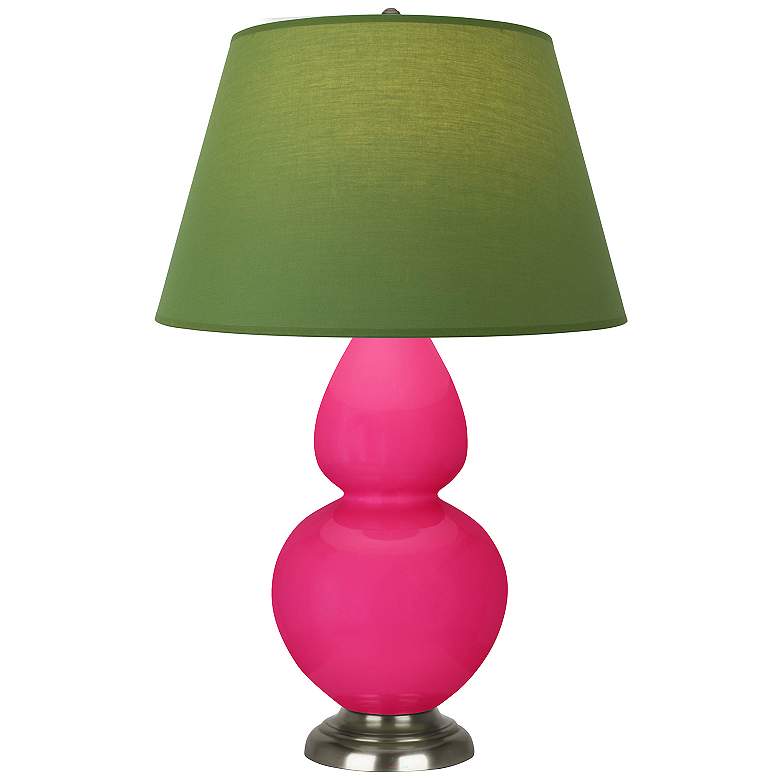 Image 1 Double Gourd 31"H Razzle Rose And Silver Lamp w/ Tea And Taupe Shade