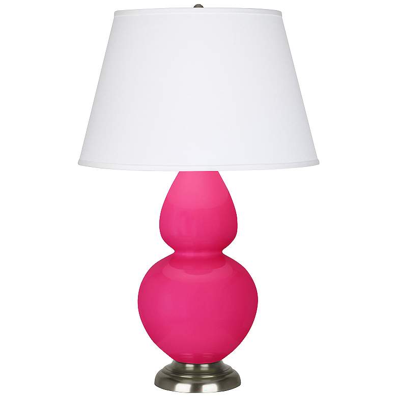 Image 1 Double Gourd 31"H Razzle Rose And Silver Table Lamp w/ Pearl Shade