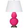 Double Gourd 31"H Razzle Rose And Silver Table Lamp w/ Pearl Shade