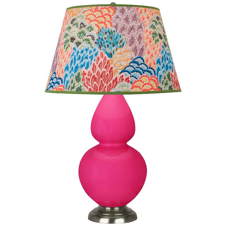 Image 1 Double Gourd 31"H Razzle Rose And Silver Table Lamp w/ Spring Shade