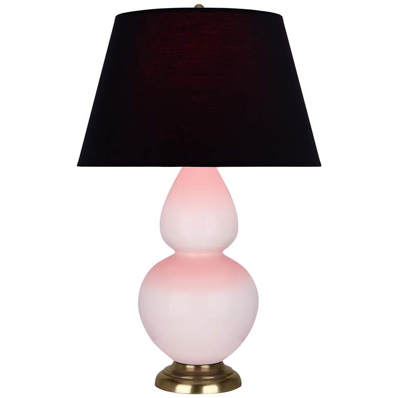 Image 1 Double Gourd 31"H Rose Water Glazed Brass Table Lamp w/ Black Red Shade