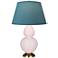 Double Gourd 31"H Rose Water Glazed Brass Table Lamp w/ Bright Blue Shade