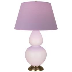 Double Gourd 31"H Rose Water Glazed Brass Table Lamp w/ Lavender Shade