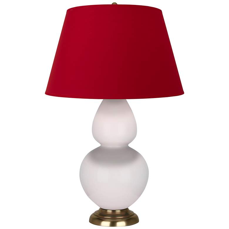 Image 1 Double Gourd 31"H Rose Water Glazed Brass Table Lamp w/ Red Black Shade