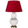 1_Double Gourd 31"H Rose Water Glazed Brass Table Lamp w/ Red Black Shade