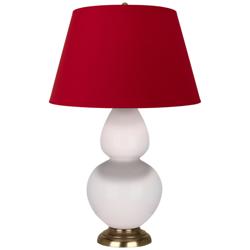 Double Gourd 31"H Rose Water Glazed Brass Table Lamp w/ Red Black Shade