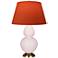 Double Gourd 31"H Rose Water Glazed Brass Table Lamp w/ Tangerine Shade