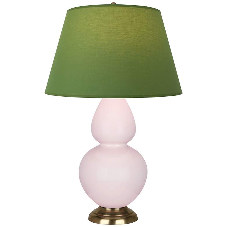 Image 1 Double Gourd 31"H Rose Water Glazed Brass Table Lamp w/ Tea Green Shade