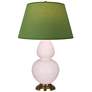 1_Double Gourd 31"H Rose Water Glazed Brass Table Lamp w/ Tea Green Shade