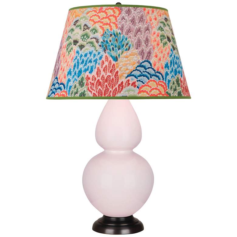 Image 1 Double Gourd 31"H Rose Water Glazed Bronze Table Lamp - Spring Floral Shade