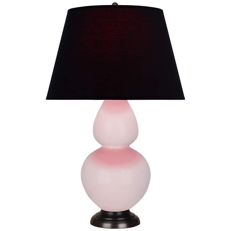 Image 1 Double Gourd 31"H Rose Water Glazed Bronze Table Lamp w/ Black Red Shade
