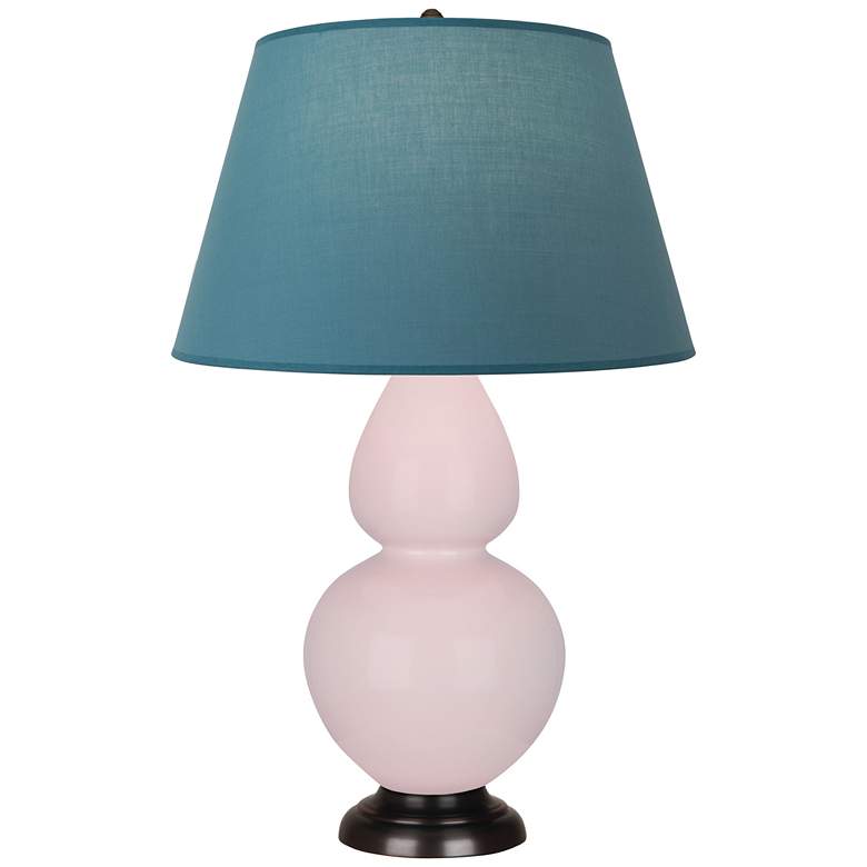Image 1 Double Gourd 31"H Rose Water Glazed Bronze Table Lamp w/ Bright Blue Shade