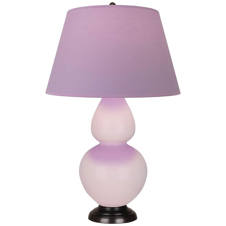 Image 1 Double Gourd 31"H Rose Water Glazed Bronze Table Lamp w/ Lavender Shade