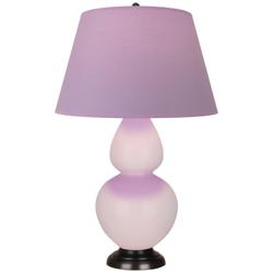 Double Gourd 31"H Rose Water Glazed Bronze Table Lamp w/ Lavender Shade