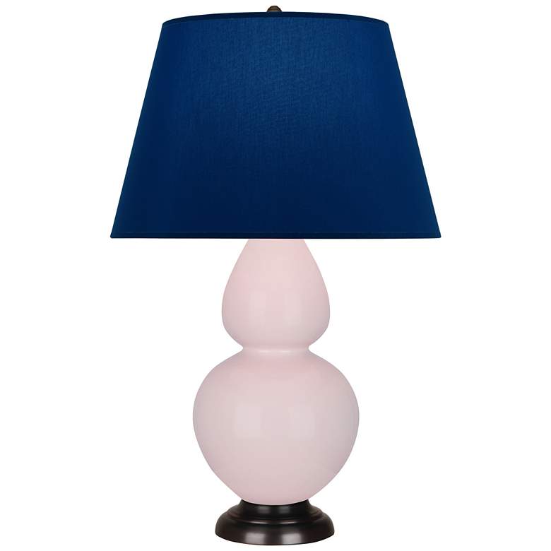 Image 1 Double Gourd 31"H Rose Water Glazed Bronze Table Lamp w/ Navy Shade