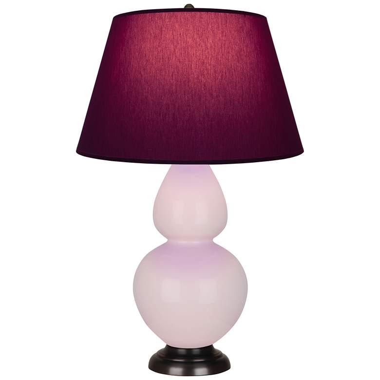 Image 1 Double Gourd 31"H Rose Water Glazed Bronze Table Lamp w/ Plum Shade