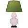 Double Gourd 31"H Rose Water Glazed Bronze Table Lamp w/ Tea Green Shade