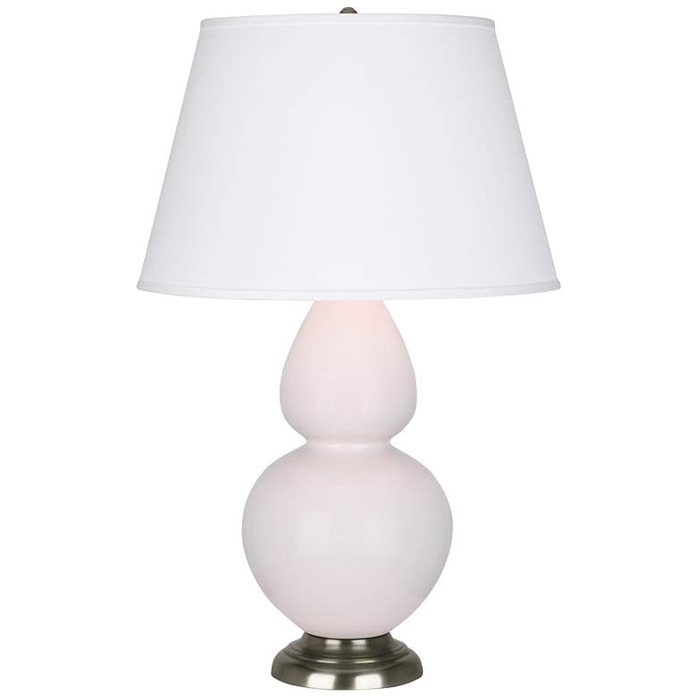 Image 1 Double Gourd 31"H Rose Water Glazed Silver Table Lamp - Pearl Dupioni Shade