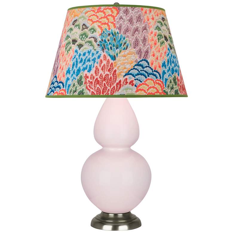 Image 1 Double Gourd 31"H Rose Water Glazed Silver Table Lamp - Spring Floral Shade