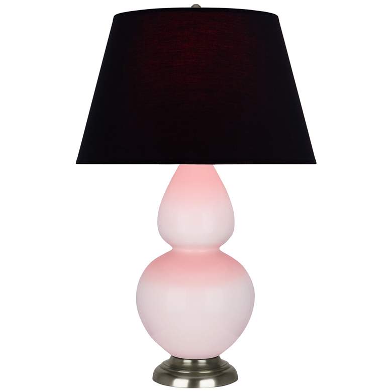 Image 1 Double Gourd 31"H Rose Water Glazed Silver Table Lamp w/ Black Red Shade