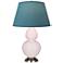 Double Gourd 31"H Rose Water Glazed Silver Table Lamp w/ Bright Blue Shade