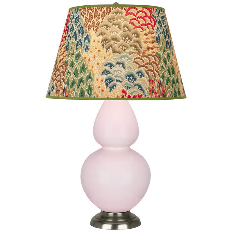 Image 1 Double Gourd 31"H Rose Water Glazed Silver Table Lamp w/ Fall Floral Shade
