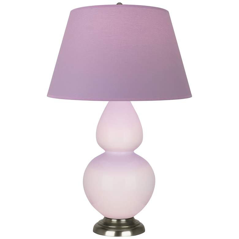 Image 1 Double Gourd 31"H Rose Water Glazed Silver Table Lamp w/ Lavender Shade