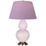 1_Double Gourd 31"H Rose Water Glazed Silver Table Lamp w/ Lavender Shade