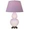 Double Gourd 31"H Rose Water Glazed Silver Table Lamp w/ Lavender Shade