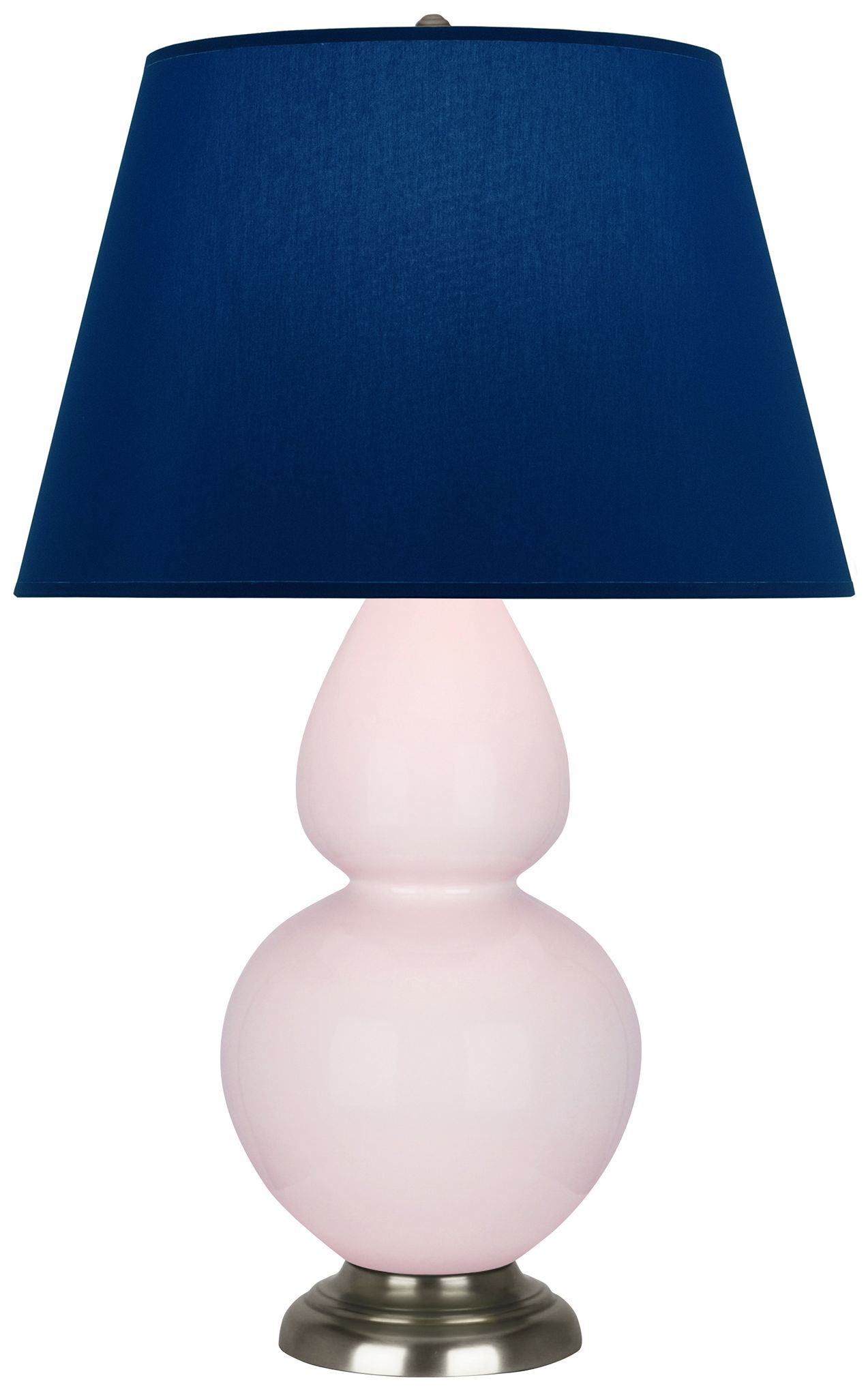 Double Gourd 31"H Rose Water Glazed Silver Table Lamp w/Navy Made to Order