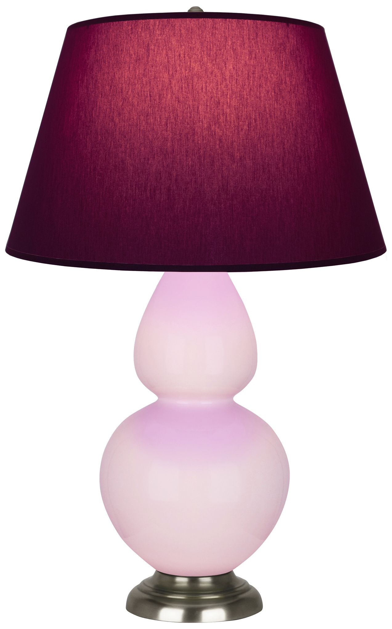 Double Gourd 31"H Rose Water Glazed Silver Table Lamp w/Plum Made to Order