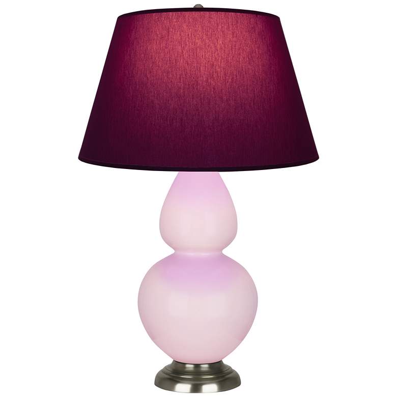 Image 1 Double Gourd 31"H Rose Water Glazed Silver Table Lamp w/ Plum Shade