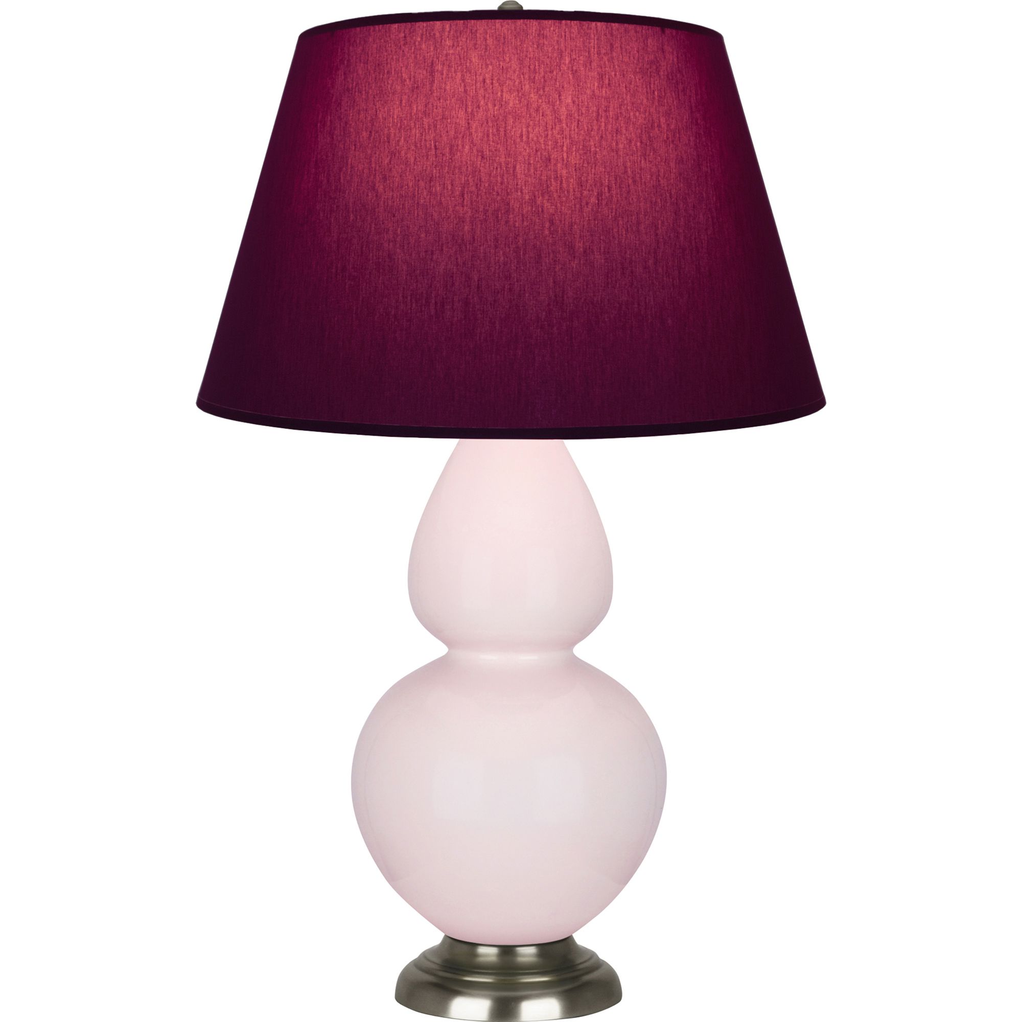 Image 2 Double Gourd 31"H Rose Water Glazed Silver Table Lamp w/ Plum Shade more views