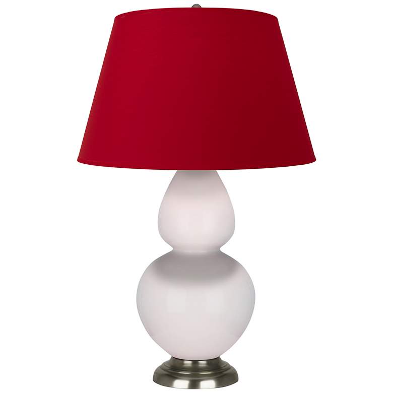 Image 1 Double Gourd 31"H Rose Water Glazed Silver Table Lamp w/ Red Black Shade