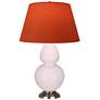 1_Double Gourd 31"H Rose Water Glazed Silver Table Lamp w/ Tangerine Shade