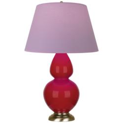 Double Gourd 31"H Ruby Red And Brass Lamp w/ Lavender And Plum Shade