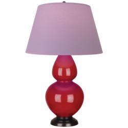 Double Gourd 31"H Ruby Red And Bronze Lamp w/ Lavender And Plum Shade