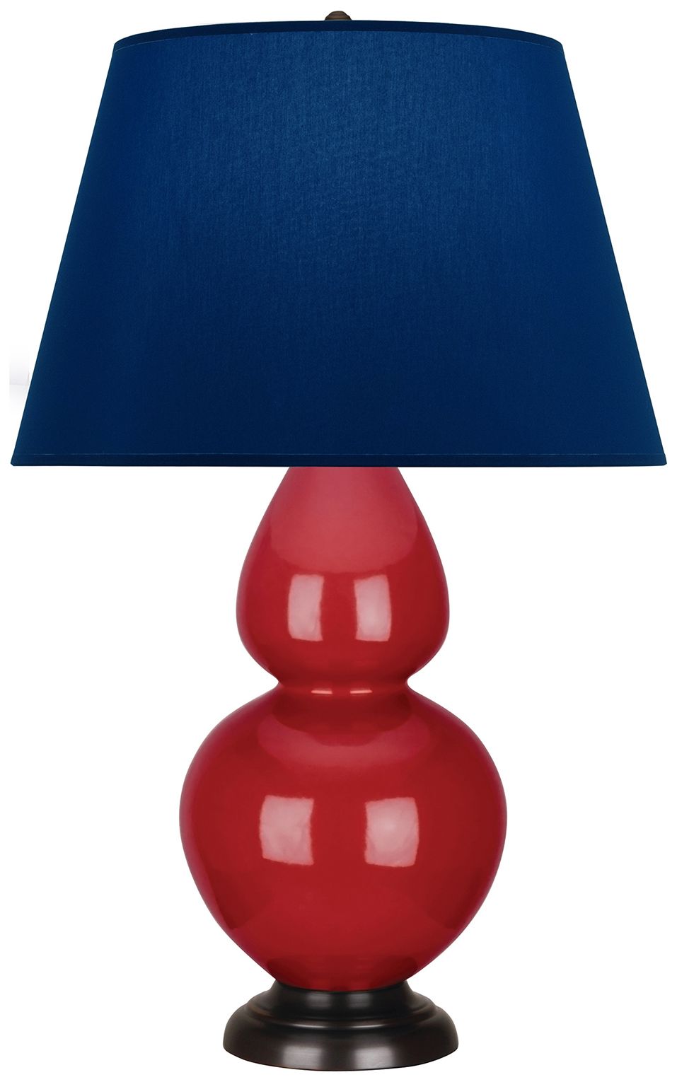 Double Gourd 31"H Ruby Red And Bronze Lamp w/ Navy And Gray Made to Order