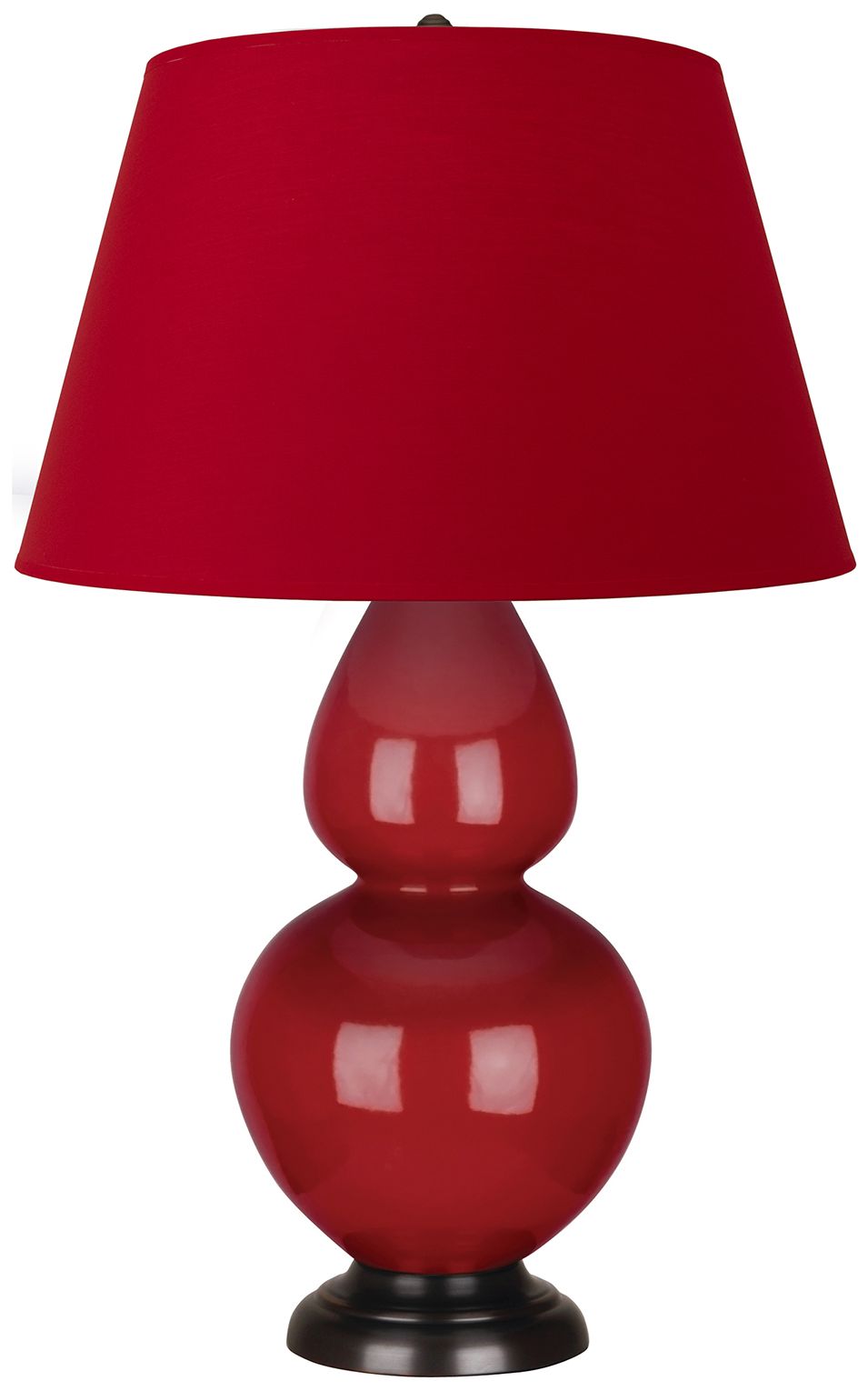 Double Gourd 31"H Ruby Red And Bronze Lamp w/ Rose And Ink Made to Order