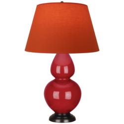Double Gourd 31"H Ruby Red And Bronze Lamp w/ Tangerine And Taupe Shade