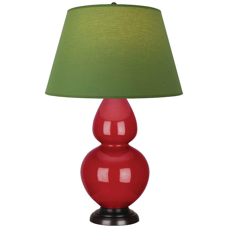 Image 1 Double Gourd 31"H Ruby Red And Bronze Lamp w/ Tea And Taupe Shade